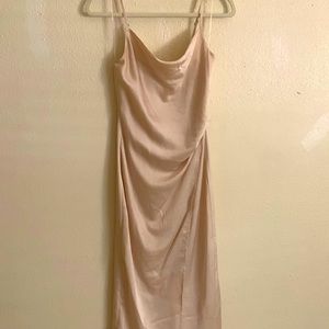 Windsor midi satin dress in nude - size small